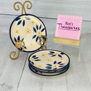 Temptation By Tara OLD WORLD BLUE Cobalt Blue Rope Edge Appetizer Plates Set 4